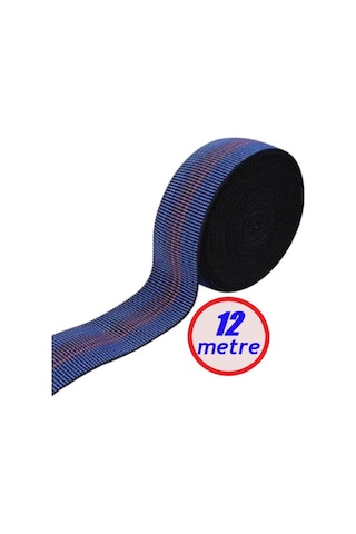 Kaliteli Elastik Kolon - Üç Çizği Mavi 5cm Eninde 8-12-24-48-72 Metre Esnetilmeden Kesilir Mavi 12 Metre