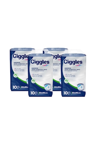 Giggles 60 x 90 Yatak Koruyucu Örtü 10'lu 4 Paket 40 Adet