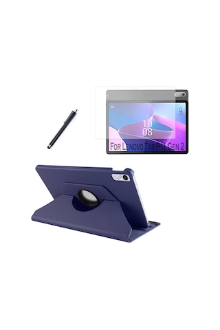 Lenovo Tab P11 2.nesil 11.5 İnç Tb-350fu Dönebilen Standlı Tablet Kılıfı + Ekran Koruyucu + Kalem Kapaklı Kılıf