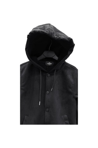 Erkek Çocuk Çıt Çıt Düğmeli Nubuk Kapüşonlu Hırka-12985-siyah