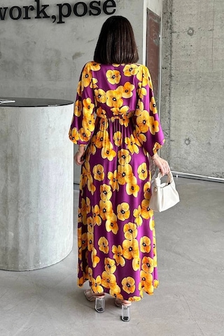 Çiçek Baskılı Elbise Sarı