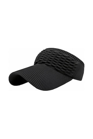 Aresshop Güneş Koruyucu Plaj Örgü Desenli Vizör Şapka Siyah