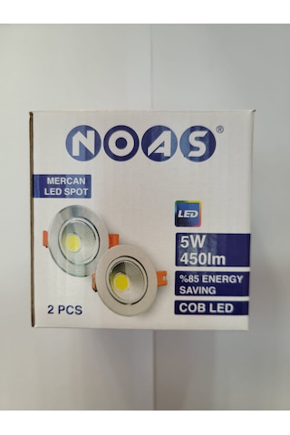 Noas 5 Watt Krom Kasa Beyaz Işık Trafolu Cob Led Spot 10 Lu Paket