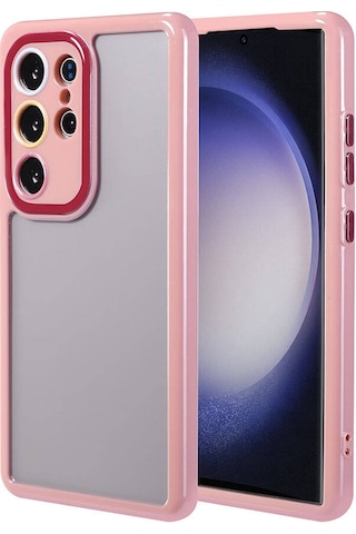 Zore Galaxy Uyumlu S23 Ultra Kılıf Kamera Korumalı Renkli Kenar Ve Çerçeve Tasarımlı Msra Vitamin Kapak-mürdüm Mürdüm