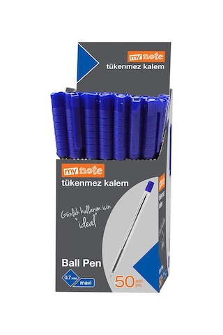 Mynote Ball Pen 0.7 MM 50'li Kutu Tükenmez Kalem - Mavi