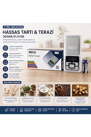 Mini 6x12cm Hassas Tartı - Terazi 300gr/0.01gr Şeffaf Pls.kapaklı - Pilli 2pcs İnce 5668