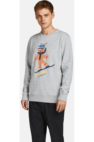 Jack & Jones Jack Jones Erkek Sweatshırt 12198379-mela Gri