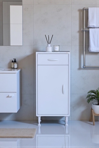 Eliusta Fre 50 Cm Çok Amaçlı Dolap 1 Raflı Tek Çekmeceli Banyo Mutfak Dolabı 50x88x32,5 Cm Organizer Dolap Beyaz