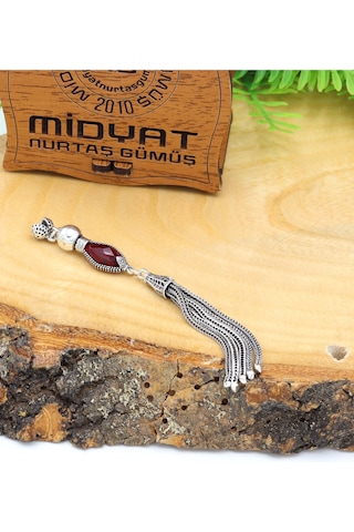 Yakut Taşlı 925 Ayar Gümüş Tesbih Püskülü 201021425