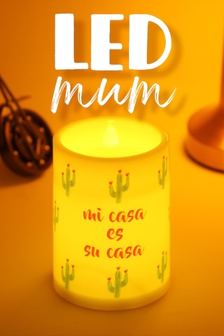 2li Led Mum Kaktüs Bardak Tipi Pilli Dumansız Alevli Dekoratif Yapay Mum Dekor Lambası Işıldak 10 Cm