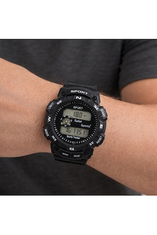Erkek Su Geçirmez Spor Siyah Alarm Kronometre Şafak Sayar Outdoor Dayanıklı Asker Kol Saati Erkek Su Geçirmez Spor Siyah Alarm Kronometre Şafak Sayar Outdoor Dayanıklı Asker Kol Saati