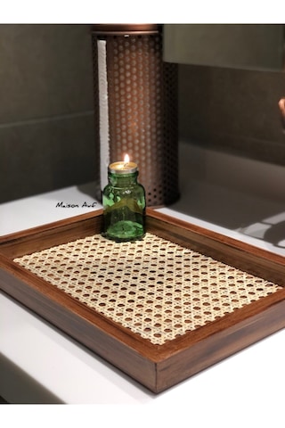 Rattan Hazeran Tepsi Eskitme Model Dikdörtgen %100 Doğal Hazeran M017