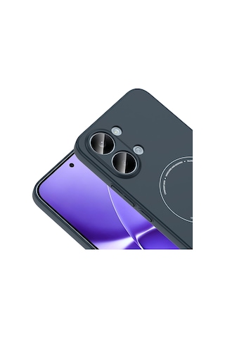 Poco X8 Pro Max Kılıf M-safe Şarj Özellikli Kamera Korumalı Zore Elio Sert Pc Kapak - Lacivert