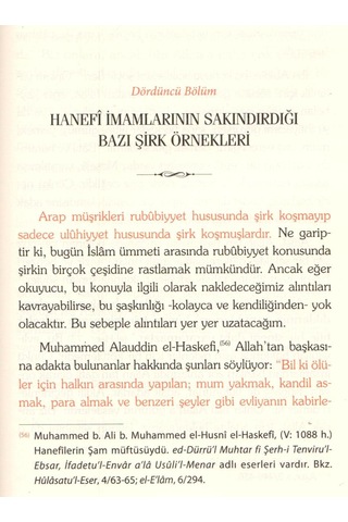 Hanefi Ulemasına Göre Şirk Ve Sebepleri Muhammed B. Abdurrahman