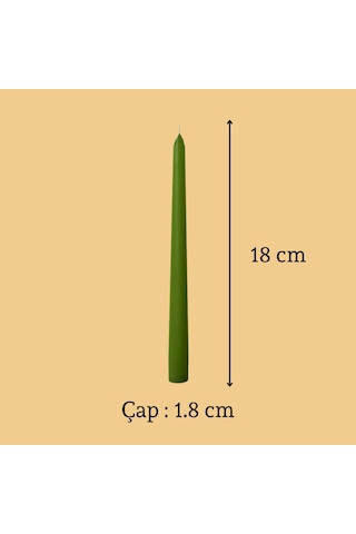 6 Lı Kısa Yeşil Konik Şamdan Mum Yükseklik 18 Cm Yeşil