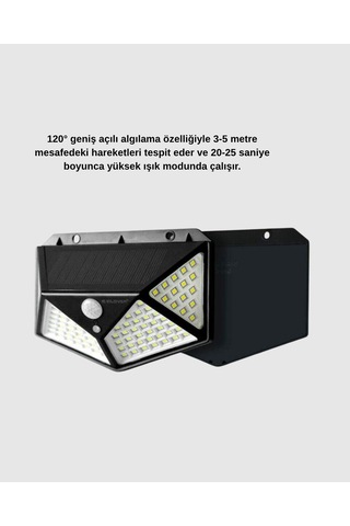100 Led Güneş Enerjili Bahçe Lambası Pır Sensörlü, Ip65 Su Geçi