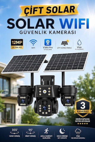 Mpıa Maro Çift Solar Wifi 12mp 3 Lensi Akıllı Güvenlik Kamerası