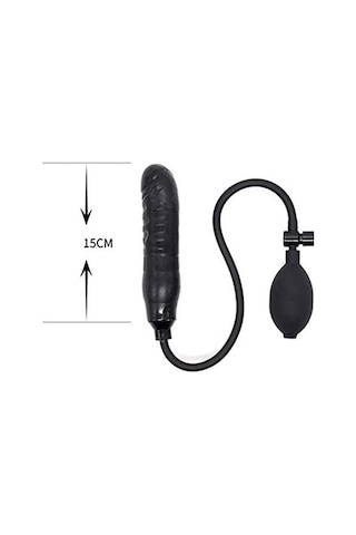 Odins Shop Şişebilen Pompalı Damarlı Anal Plug Siyah