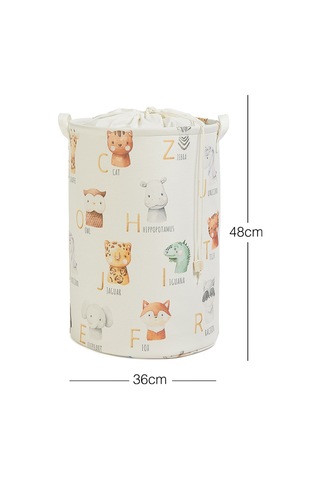 Ocean Home Textile Çocuk Odası Ağzı Büzgülü Sevimli Hayvanlar Oyuncak Sepeti 36 x 48 cm