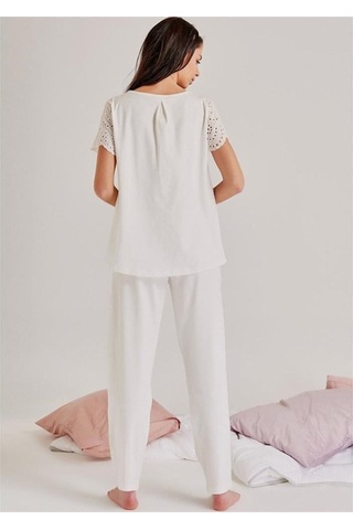 Magic Form 19108 Kendinden Brode Desenli Pijama Takım - Ekru