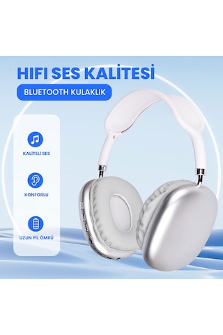 Lapas P10 Hi-Fi Ayarlanabilir Ve Katlanabilir Bluetooth 5.3 Kulak Üstü Kulaklık Gümüş