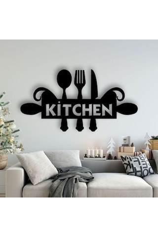 Kitchen Yazılı Mutfak Temalı Lazer Kesim Duvar Süsü İç Dekorasyon
