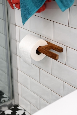 Tuvalet Kağıtlık Yapışkanlı Yedekli Ahşap WC Kağıtlık