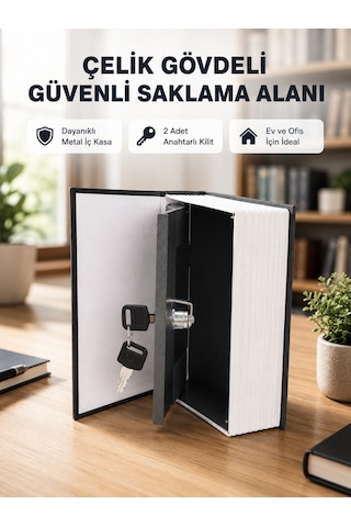 Anahtarlı Gizli Kitap Kasa Metal İç Yapı, Kamuflajlı Sözlük Tasarım - Bayi Depom