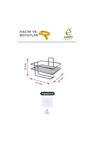 Yapışkanlı Tuvalet Kağıtlığı Mat Siyah Metal Kağıtlık Delmeden Montaj Banyo Organizer