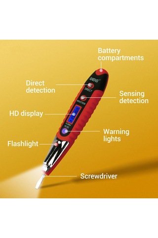 Singree Aneng Vd700 Çok Fonksiyonlu Elektrik Test Kalemi - Ac/dc, Kırık Nokta Tespiti, Led Fenerli Pil Dahil Değil Kırmızı