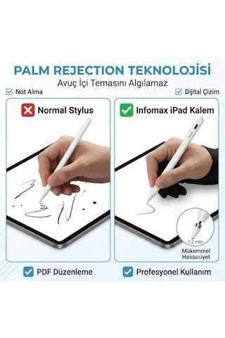 Infomax İpad Kalem, Pencil Alternatifi, Usb-c Hızlı Şarj, Palm Rejection, İpad Pencil, İpad 6-11 /