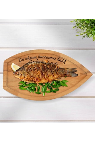 Kişiye Özel Kayık Tasarımlı Doğal Masif Ahşap Yemek Sunum Tabağı