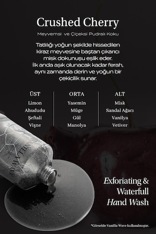 Peeling Etkili Nemlendirici Sıvı Sabun Kundal Exfoliating & Waterfull Hand Wash Crushed Cherry