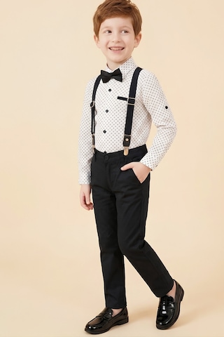 Modanino Erkek Çocuk 4'lü Takım Set Pantolon+gömlek+askılı Kemer+papyon 12660 Siyah