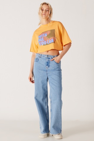 Wrangler Wide Leg Normal Bel Geniş Paça %100 Pamuk Mavi Kadın Jean Denim Kot Pantolon W231629404 Mavi