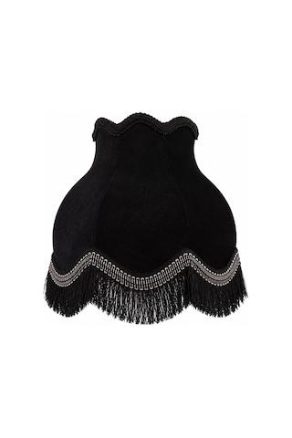 Siyah Kadife Kaplı El Yapımı Abajur Şapkası 30x27cm