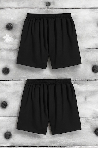 Uyguntarz 2'li Paket Unisex Pamuklu Rahat Penye Şort Siyah