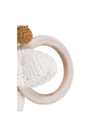 Unisex Ekru Turuncu Ördek Diş Kaşıyıcı Çıngıraklı Amigurumi Oyuncak Çok Renkli