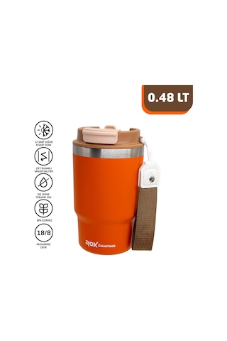 Rox Camping 0195 Pipetli Kahve Termosu 0.48 Lt - Turuncu Turuncu