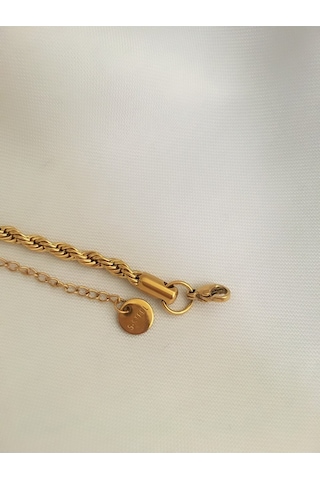 Kadın Kolye Lüks 4mm 60cm Çelik Burgu Zincir Kadın Çelik Kolye Altın