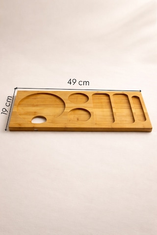 Pera - Bambu Tezgah Üstü Sunumluk Kahve Köşesi Organizer Stand Büyük 49 Cm Bambu