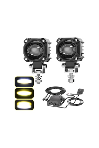 Motosiklet Led Sis Farı Seti Çift Renk Tüm Montaj Aparatları Ve Kablo Set İle Kolay Montaj 12-24v