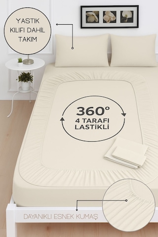 Mirava Premium %100 Pamuk Penye Lastikli Tek Kişilik Çarşaf Takımı 1 Yastık Kılıfı Dahil Açık Gri 100x200cm Açık Gri