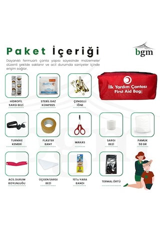 Bgm İlk Yardım Çantası Acil Durum Seti, Ev Araç Ofis İçin Tam Donanımlı İlk Yardım Seti