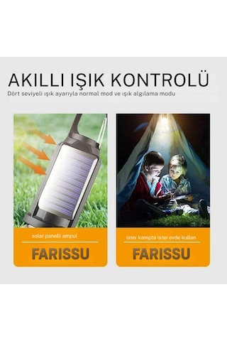 Alaska T01-b Type-c Ve Solar Şarjlı Sıcak Işık Warm Light Kamp Lambası Siyah