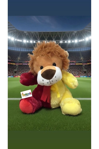 Sevimli Aslan Taraftar Peluş Oyuncak Hediyelik Uyku Arkadaşı 30 Cm Kırmızı