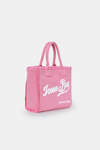 İcone Bag Icone Yıkamalı Denim Püskül Detaylı Şık Günlük & Plaj Çantası, Püsküllü Omuz Çantası Pembe