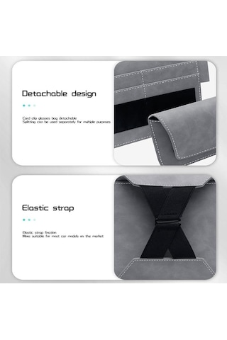 Seametal Araba Güneşlik Saklama Çantası Gözlük Kılıfı İle Lüks Süet Depolama Cep Düzenleyici Gri