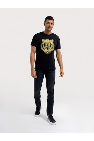 Regular Fit Erkek Tshirt K.kol Black&yellow