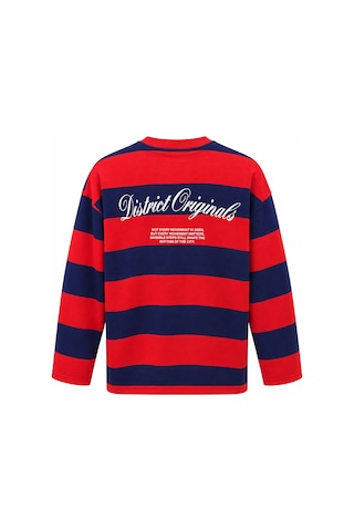 Mixray 2260 Kadın Retro Çizgili District Originals Baskı Sweatshirt Lacivert